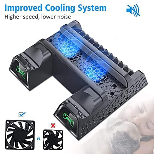PS4 Stand Cooling Fan Station for Playstation 4/PS4 Slim/PS4 Pro, OIVO PS4 Pro Vertical Stand with Dual Controller EXT Port Charger Dock Station and 12 Game Slots