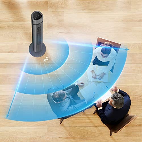 PELONIS Oscillating Tower Fan with Remote Control 40’’ Quiet Stand Up Fan with 3 Speed Settings and 3 Modes 15-Hour Timer LED Display for Bedroom Home Office Use, Black