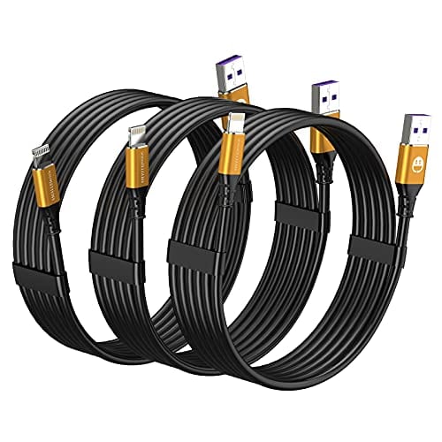 iPhone Charger 10 ft,3-Pack Extra Long Lightning Cable, MFi-Certified iPhone Charger Cable 10 Foot Charging Cord for iPhone 12 11 Pro X XS Max XR/8 Plus/7 Plus/6/6s Plus/5s /5c/iPad Mini Air(Gold)