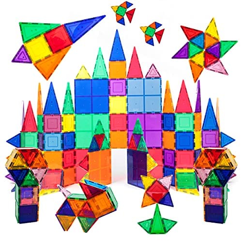 PicassoTiles 100 Piece Set 100pcs Magnet Building Tiles Clear Magnetic 3D Building Blocks Construction Playboards, Creativity beyond Imagination, Inspirational, Recreational, Educational Conventional