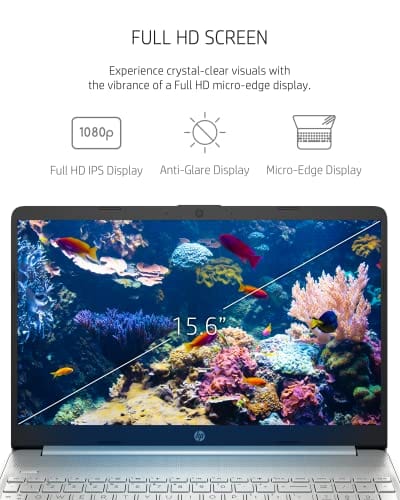 HP 15-inch Laptop, 11th Generation Intel Core i5-1135G7, Intel Iris Xe Graphics, 8 GB RAM, 256 GB SSD, Windows 11 Home (15-dy2024nr, Natural silver)