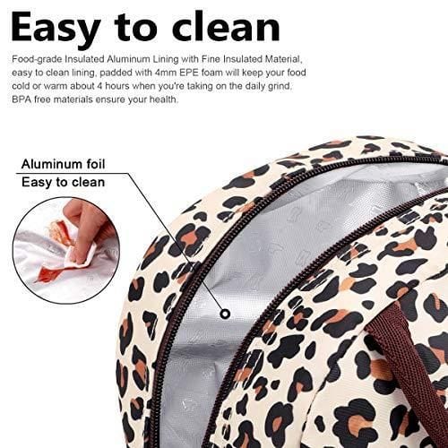 BALORAY Lunch Bag Tote Bag Lunch Bag for Women Lunch Box Insulated Lunch Container (Beige with leopard)