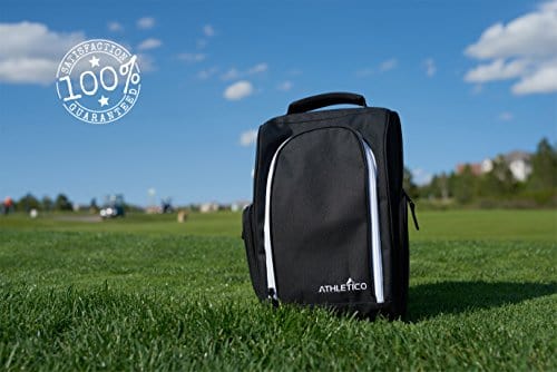 Athletico Golf Shoe Bag - Zippered Shoe Carrier Bags with Ventilation & Outside Pocket for Socks, Tees, etc. Perfect Storage (Black)
