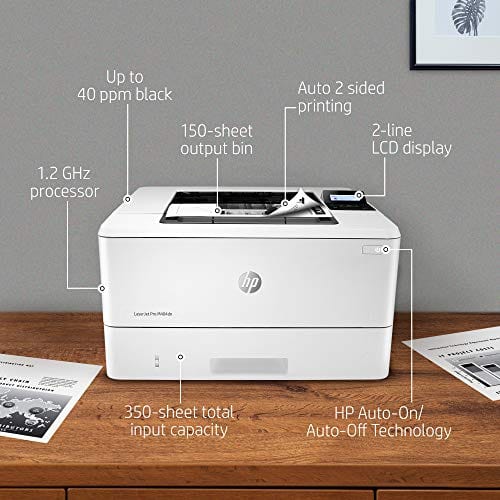 HP LaserJet Pro M404dn Monochrome Laser Printer with Built-In Ethernet & Double-Sided Printing - Built-in Ethernet (W1A53A)