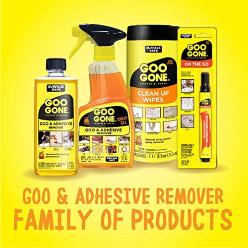 Goo Gone Adhesive Remover - 8 Ounce - Surface Safe Adhesive Remover Safely Removes Stickers Labels Decals Residue Tape Chewing Gum Grease Tar