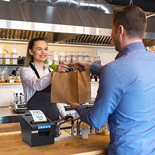 MUNBYN Receipt Printer P068, 3'1/8 80mm Direct Thermal Printer, POS Printer with Auto Cutter