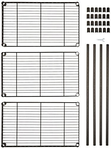 Amazon Basics 3-Shelf Adjustable, Heavy Duty Storage Shelving Unit (250 lbs loading capacity per shelf), Steel Organizer Wire Rack, Black (23.3L x 13.4W x 30H)