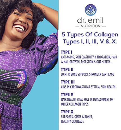 Dr. Emil Nutrition Multi Collagen Plus Pills (Type I, II, III, V, X) for Anti-Aging, Hair, Skin, Nails and Joint Support, 30 Day Supply