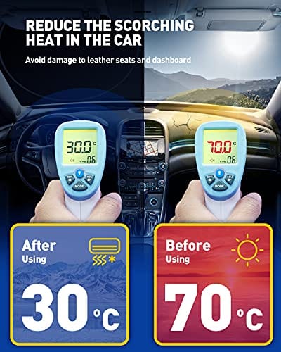 ZonCar Windshield Sun Shade fit for Most Sports Car Truck SUV Vans, Blocks UV Rays Sun Visor Protector, Foldable Car Front Window