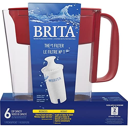 Brita Standard Metro Water Filter Pitcher, Small 5 Cup 1 Count, Red