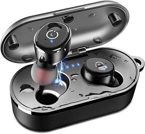 TOZO T10 Bluetooth 5.0 Wireless Earbuds with Wireless Charging Case IPX8 Waterproof Stereo Headphones in Ear Built in Mic Headset Premium Sound with Deep Bass for Sport Black
