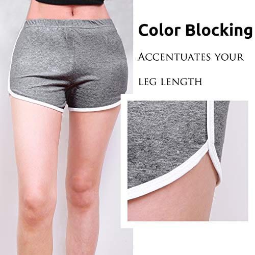 URATOT 2 Pack Cotton Sport Shorts Yoga Dance Short Pants Summer Athletic Shorts Black, Dark Grey