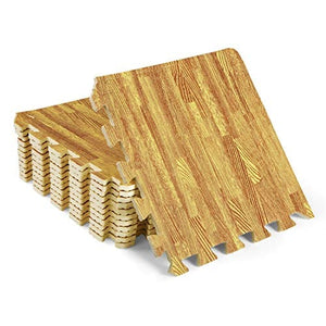 Yes4All Interlocking Floor Mats with Border – Foam Floor Mats/Gym Floor Mats with EVA Interlocking Tiles (12 Square Feet – Oak Wood Light – 12 Tiles)