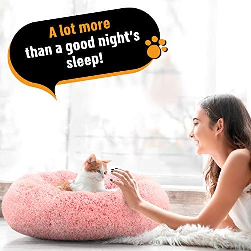 Active Pets Plush Calming Dog Bed, Washable Donut Dog Bed for Small Dogs, Medium & Large, Anti Anxiety Dog Bed, Soft Fuzzy Calming