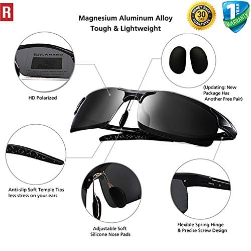 ROCKNIGHT Driving Polarized Sunglasses Men UV400 HD Glasses Sport Boating Biking