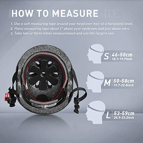 JBM international EPS foam Impact resistance & Ventilation Skateboard Helmet for Multi-sports, Small - Black