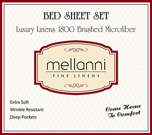 Mellanni Queen Sheet Set - Hotel Luxury 1800 Bedding Sheets & Pillowcases - Extra Soft Cooling Bed Sheets - Deep Pocket up to 16 inch Mattress - Wrinkle, Fade, Stain Resistant - 4 Piece (Queen, White)