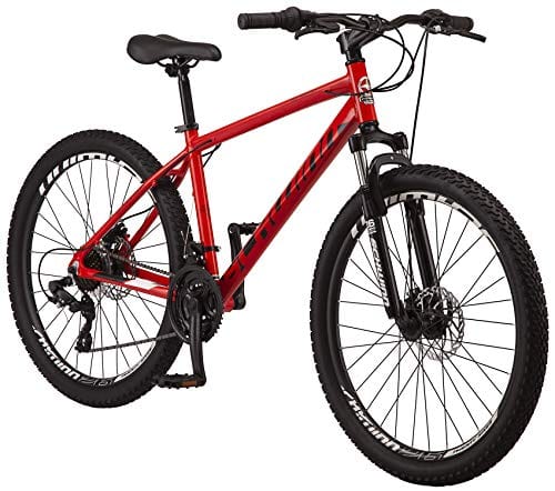 Schwinn High Timber ALX Youth/Adult Mountain Bike, Aluminum Frame and Disc Brakes, 26-Inch Wheels, 21-Speed, Red
