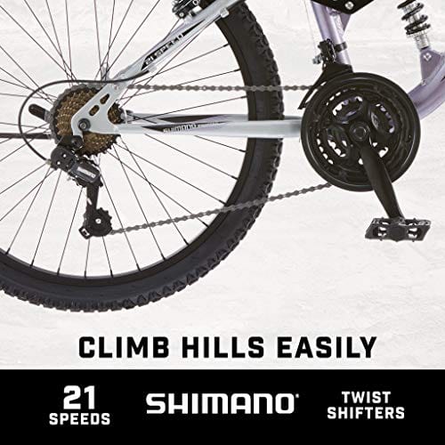 Mongoose Maxim Girls Mountain Bike, 24-Inch Wheels, Aluminum Frame, 21-Speed Drivetrain, Lavender