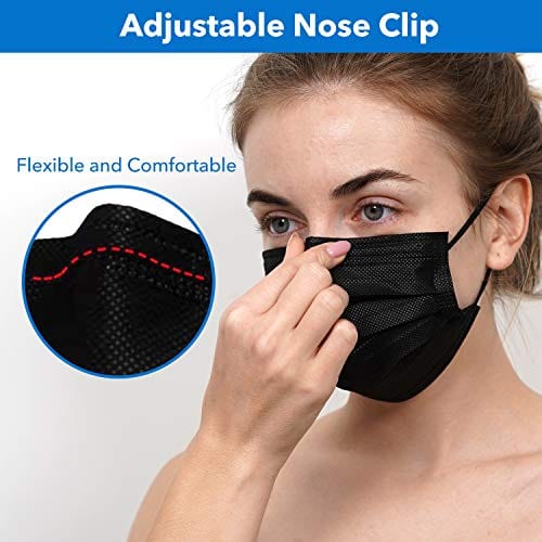 ZTANPS Face Mask,Pack of 50 Black Disposable Face Mask for Men & Women (Black)