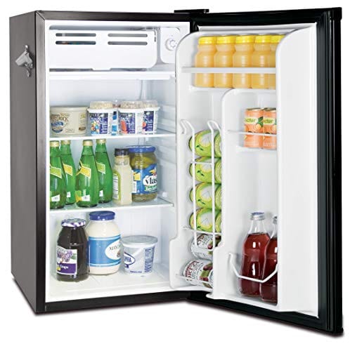 FRIGIDAIRE EFR376-BLACK 3.2 Cu Ft Black Retro Bar Fridge with Side Bottle Opener