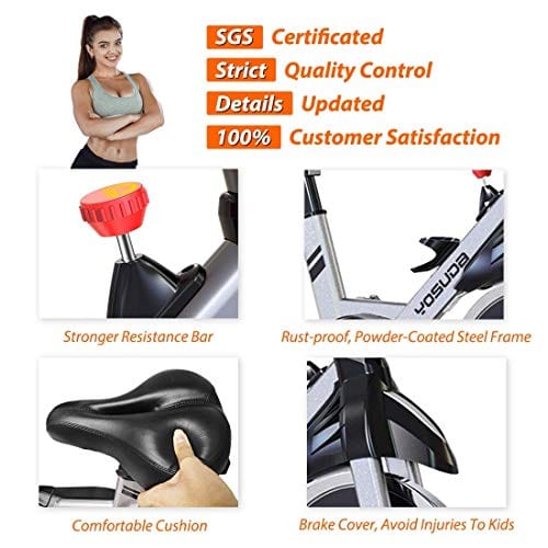 YOSUDA Indoor Cycling Bike Stationary - Cycle Bike with Ipad Mount &Comfortable Seat Cushion (Gray)