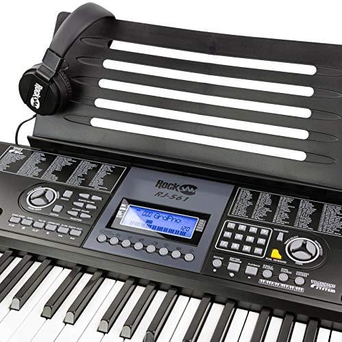 RockJam 61 Key Keyboard Piano With LCD Display Kit, Keyboard Stand, Piano Bench, Headphones, Simply Piano App & Keynote Stickers