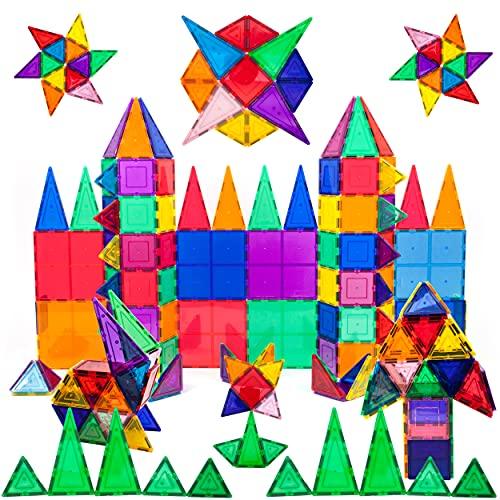 PicassoTiles 100 Piece Set 100pcs Magnet Building Tiles Clear Magnetic 3D Building Blocks Construction Playboards, Creativity beyond Imagination, Inspirational, Recreational, Educational Conventional
