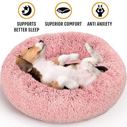 Active Pets Plush Calming Dog Bed, Washable Donut Dog Bed for Small Dogs, Medium & Large, Anti Anxiety Dog Bed, Soft Fuzzy Calming