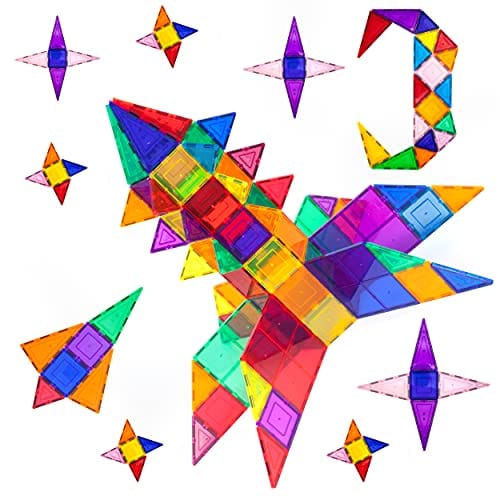 PicassoTiles 100 Piece Set 100pcs Magnet Building Tiles Clear Magnetic 3D Building Blocks Construction Playboards, Creativity beyond Imagination, Inspirational, Recreational, Educational Conventional