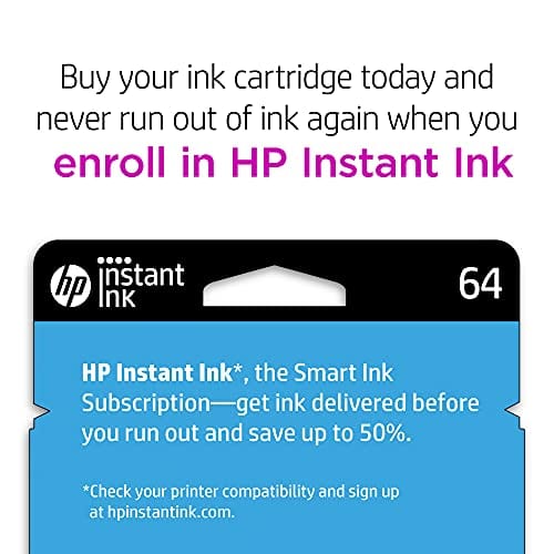 HP 64 | Ink Cartridge | Black | Works with HP ENVY Photo 6200 Series, 7100 Series, 7800 Series, HP Tango and HP Tango X | N9J90AN