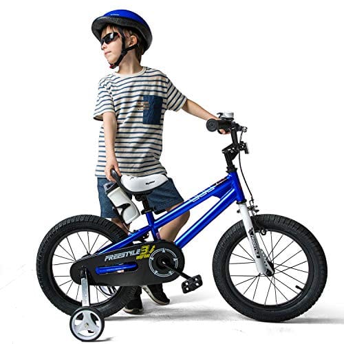 RoyalBaby Kids Bike Boys Girls Freestyle BMX Bicycle with Training Wheels Gifts for Children Bikes 12 Inch Blue