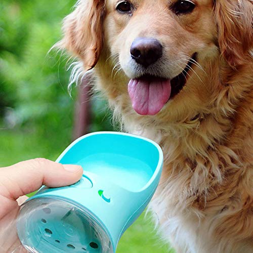 [Upgraded Bigger Capacity] MalsiPree Dog Water Bottle, Leak Proof Portable Puppy Water Dispenser with Drinking Feeder for Pets Outdoor Walking, Hiking, Travel, Food Grade Plastic (19oz, Blue)