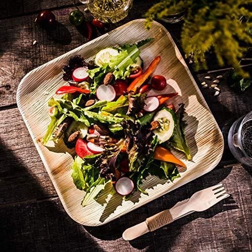 10" Palm Leaf Plates - Alternative to Disposable Bamboo Plates - Compostable, Biodegradable & Eco-Friendly Party Plates By Aevia (50 Pack, Square)
