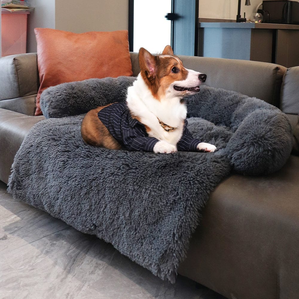 Pet Sofa Dog Bed Calming Bed Long Plush Winter Warm Kennel