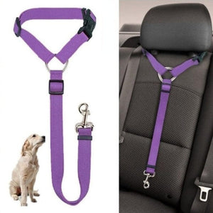 Comfortable Dog Seat Belt Harness for Car - 2-in-1 Leash and Restraint Secures to Headrest