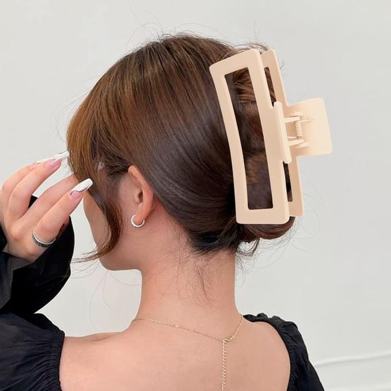 5 Inch Extra Large Claw Clips for Thick Hair and Long Hair, 4 Pack Xl Jumbo Claw Clips, Oversized Matte Non-Slip Rectangle Hair Clips for Women