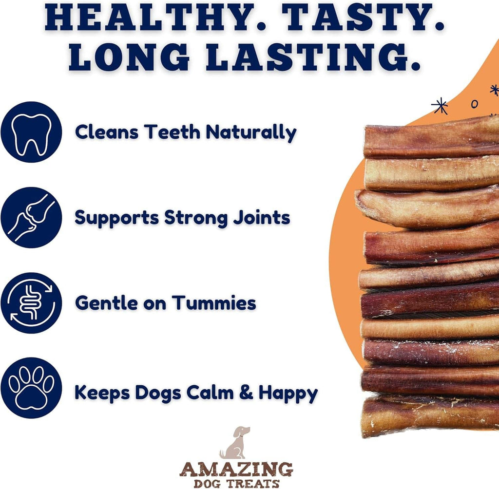 - 6 Inch Medium Size Bully Sticks (25 Count) - Bulk Bully Sticks for Dogs - No Hide Bully Stick Dog Bones