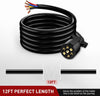 12Feet 7Way Heavy Duty 7 Pin Plug Inline Trailer Cord for Truck Camper Blade Molded RV Cable Wire Weatherproof & Corrosion Resistant-12Ft, 2 Years Warranty