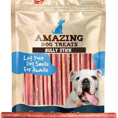 - 6 Inch Medium Size Bully Sticks (25 Count) - Bulk Bully Sticks for Dogs - No Hide Bully Stick Dog Bones