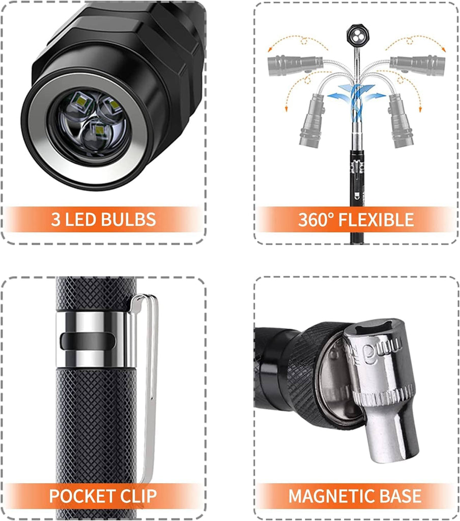 Gifts for Dad Men from Daughter Son Wife, Christmas Stocking Stuffers, Extendable Magnetic Flashlight, Telescoping Magnet Pickup Tool, Cool Birthday Gifts for Father Grandpa Husband Boyfriend Women