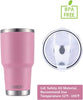 30Oz Tumbler Double Wall Stainless Steel Vacuum Insulated Travel Mug with Splash-Proof Lid Metal Straw and Brush (Pink)