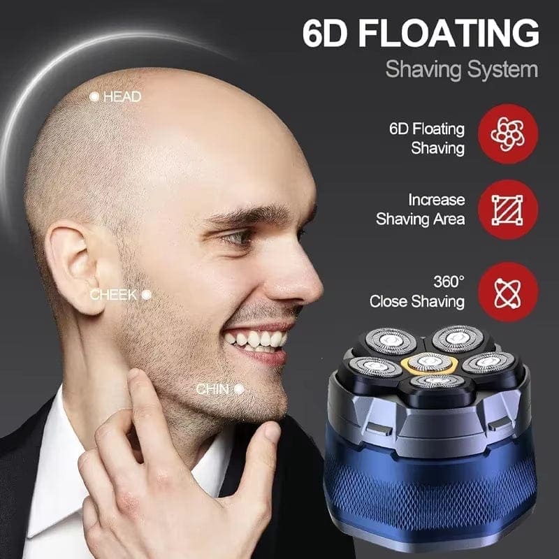 New Bald Men'S Titanium Electric Hair Clipper Razor 6D Magnetic Hair Trimmer Rechargeable Waterproof Facial Repairer