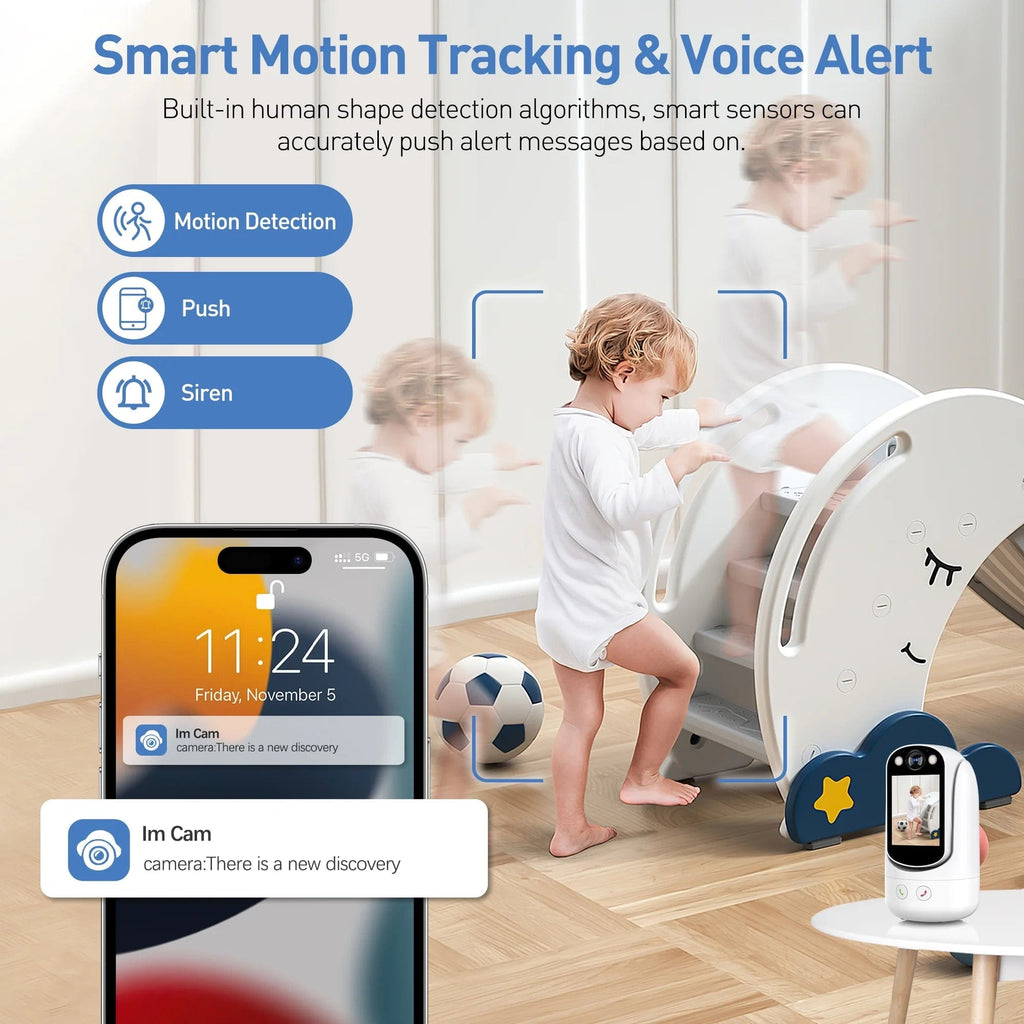 Baby Monitor with Two Way Video Call, 1080P HD Wifi Cameras W/ 2.8” Screen for Home Security/Baby Monitor/Pet Camera, AI Motion Detection&One-Click Call, Full-Color Night Vision for Baby Pet Elderly