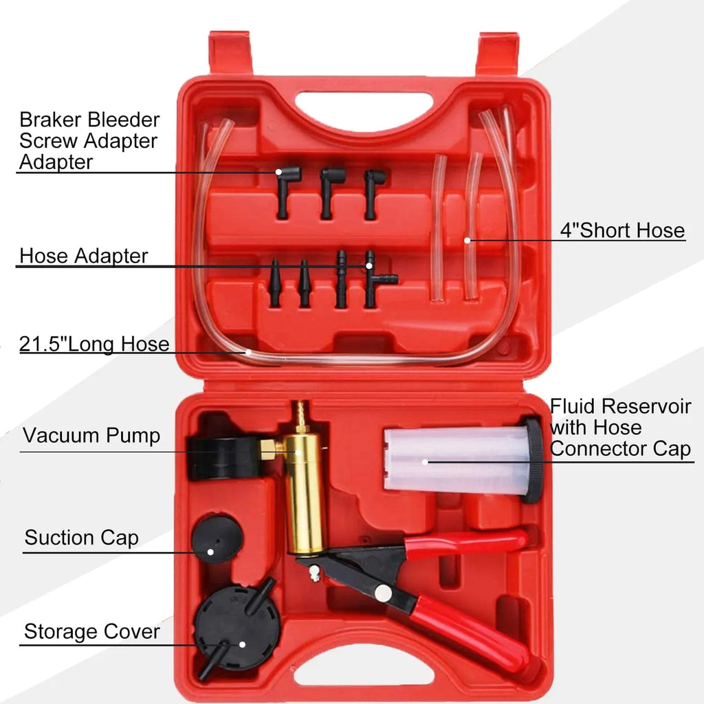 Hand Held Vacuum Pressure Pump Tester Set Brake Fluid Bleeder Bleeding Kit + Box