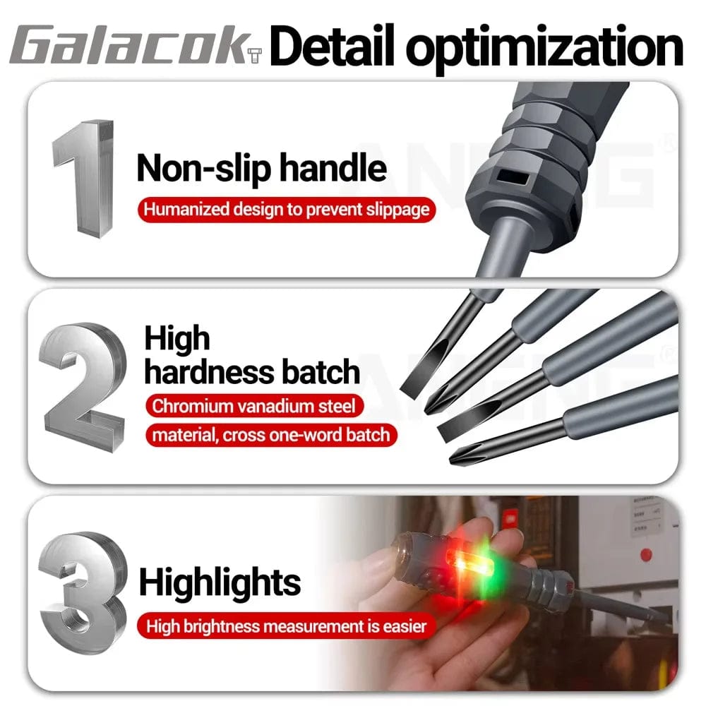 Multifunctional Electrician Test Screwdriver AC Non-Contact Induction Test Pen Voltage Tester 70-600V Red Green Induction Lights