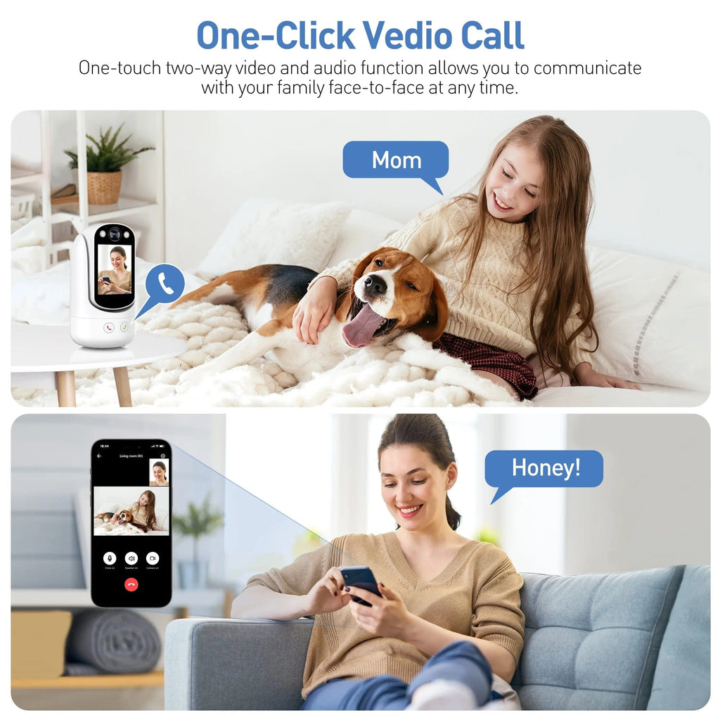 Baby Monitor with Two Way Video Call, 1080P HD Wifi Cameras W/ 2.8” Screen for Home Security/Baby Monitor/Pet Camera, AI Motion Detection&One-Click Call, Full-Color Night Vision for Baby Pet Elderly
