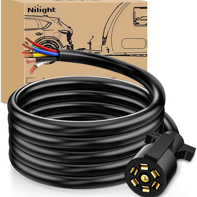 12Feet 7Way Heavy Duty 7 Pin Plug Inline Trailer Cord for Truck Camper Blade Molded RV Cable Wire Weatherproof & Corrosion Resistant-12Ft, 2 Years Warranty