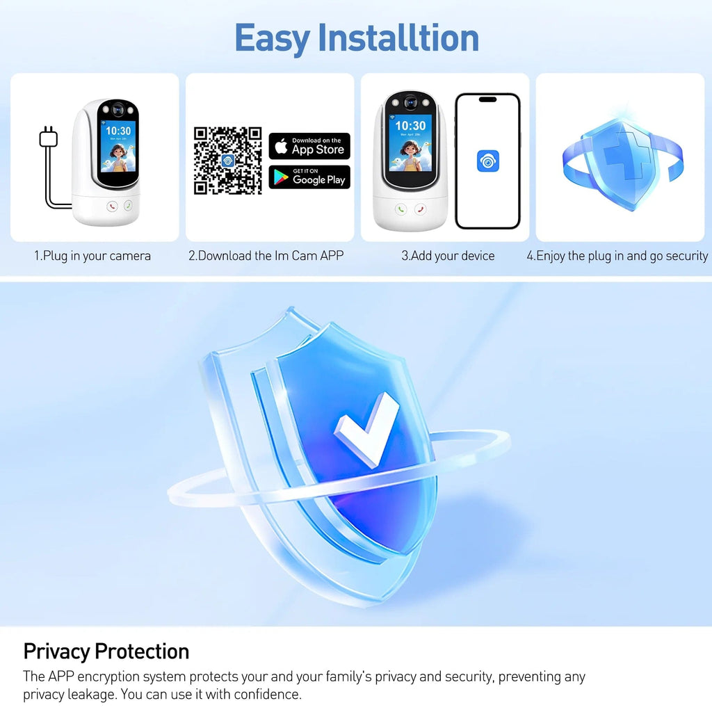 Baby Monitor with Two Way Video Call, 1080P HD Wifi Cameras W/ 2.8” Screen for Home Security/Baby Monitor/Pet Camera, AI Motion Detection&One-Click Call, Full-Color Night Vision for Baby Pet Elderly