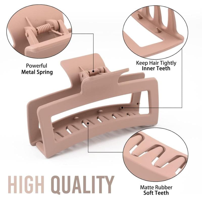 5 Inch Extra Large Claw Clips for Thick Hair and Long Hair, 4 Pack Xl Jumbo Claw Clips, Oversized Matte Non-Slip Rectangle Hair Clips for Women